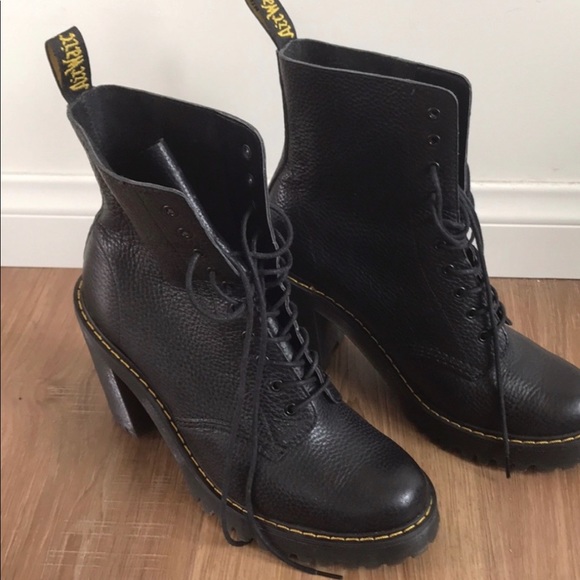 Dr. Martens Shoes - Dr. Martens Heeled Combat Boot, Black, Size 9